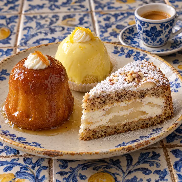 Babà, delizia al limone e ricotta e pere
